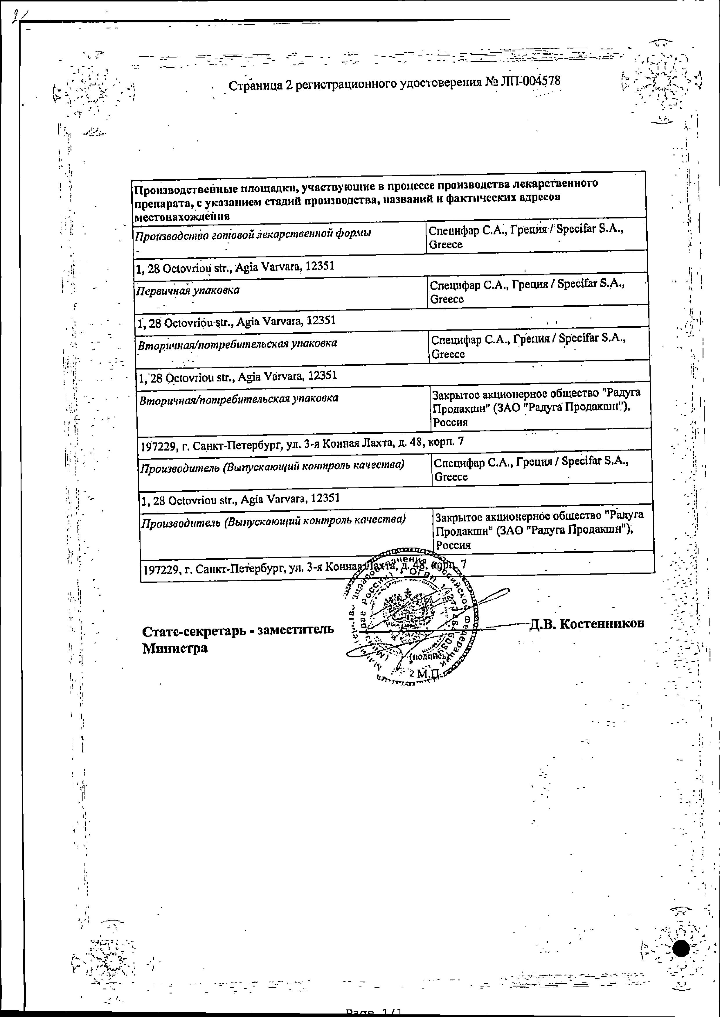 Сертификат Фавирокс Сертификат Фавирокс