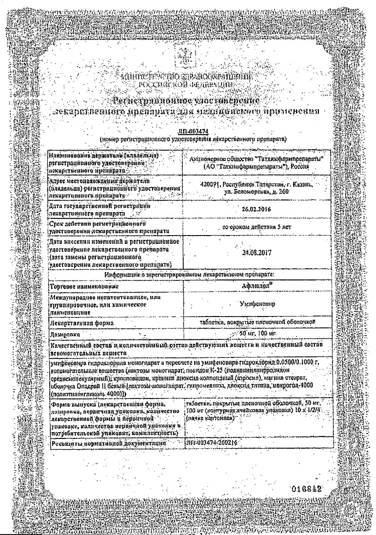 Сертификат Афлюдол Сертификат Афлюдол