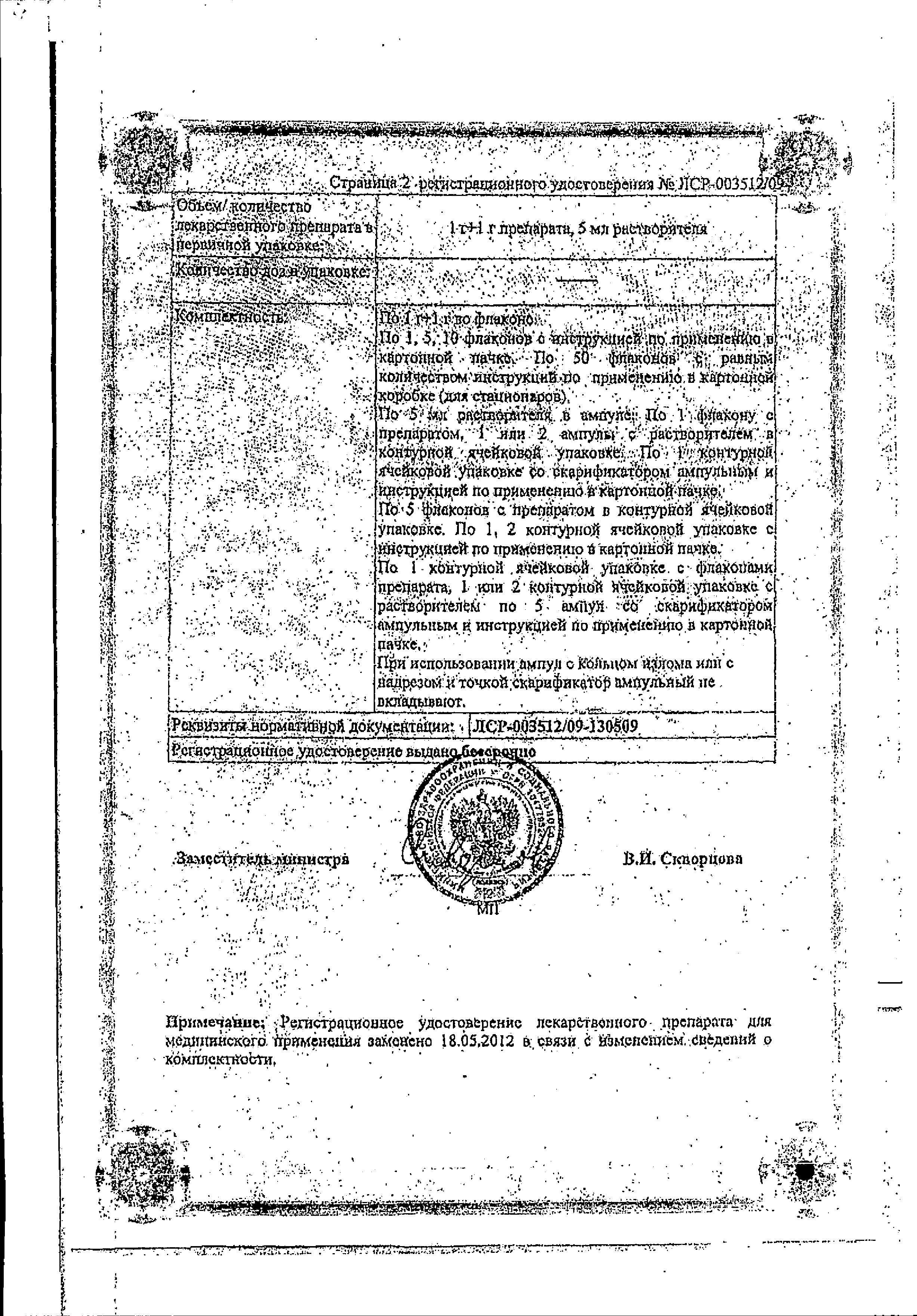 Сертификат Сульзонцеф
