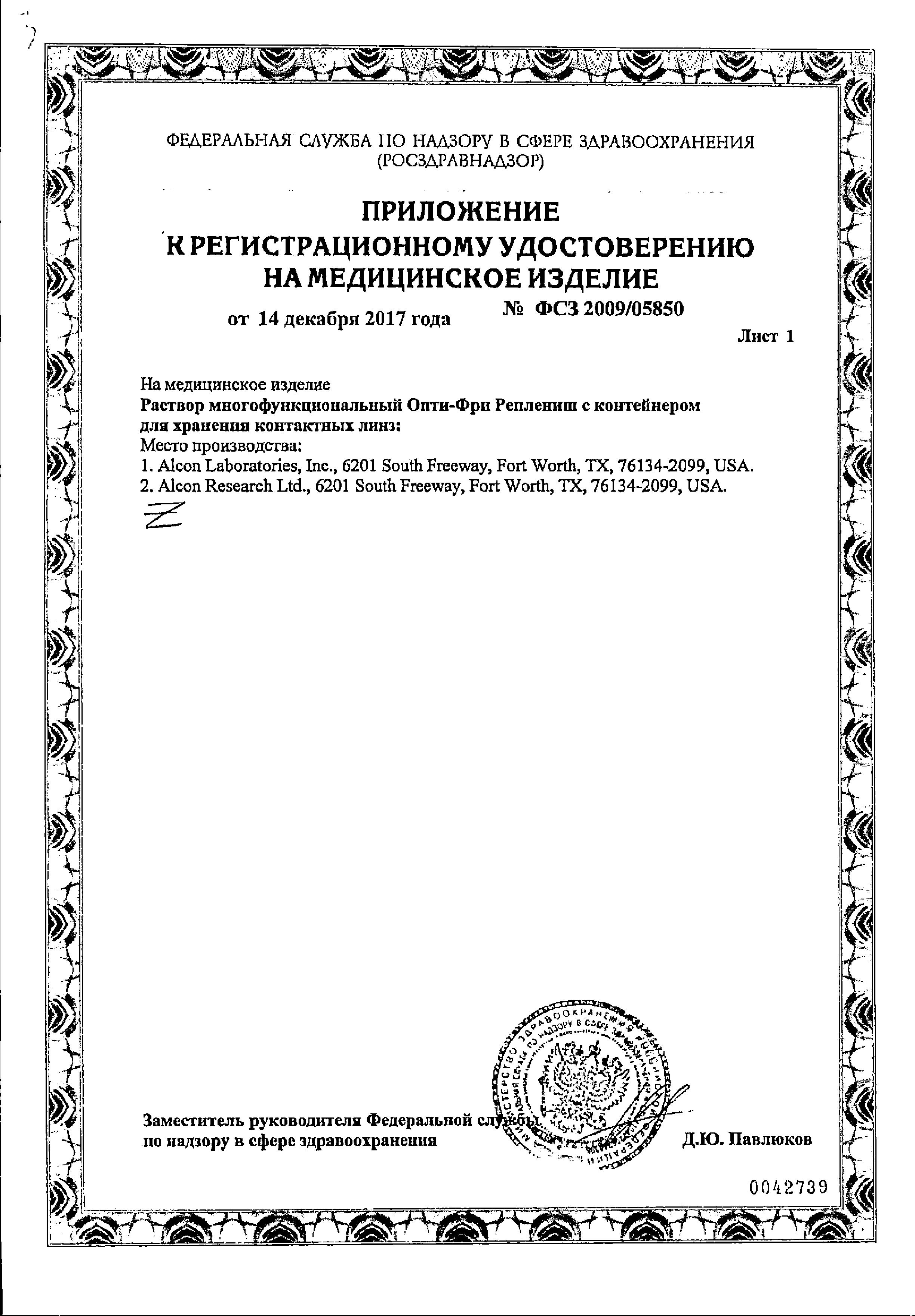 Сертификат на Линзы, оптика