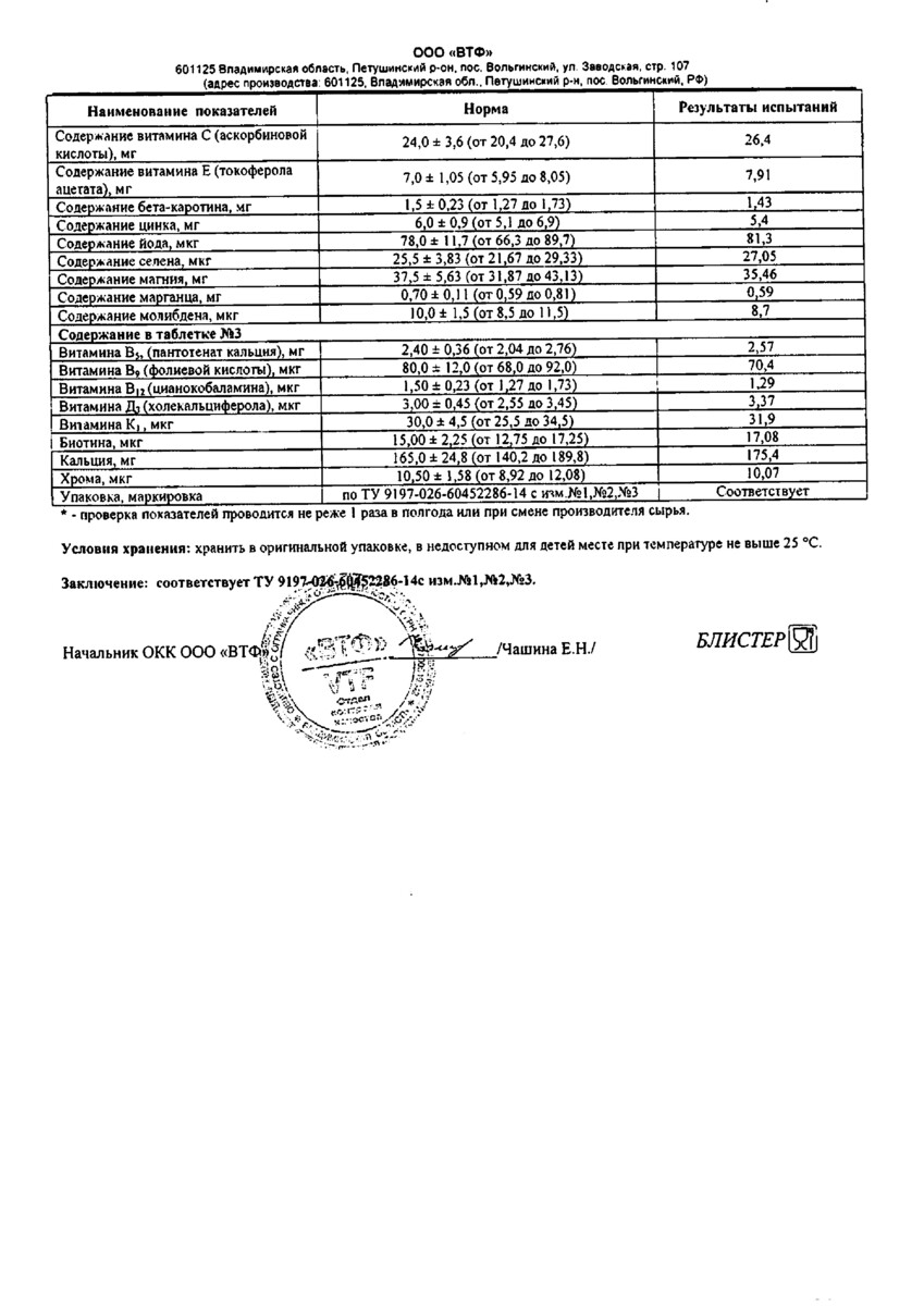 Сертификат на Поливитамины для детей