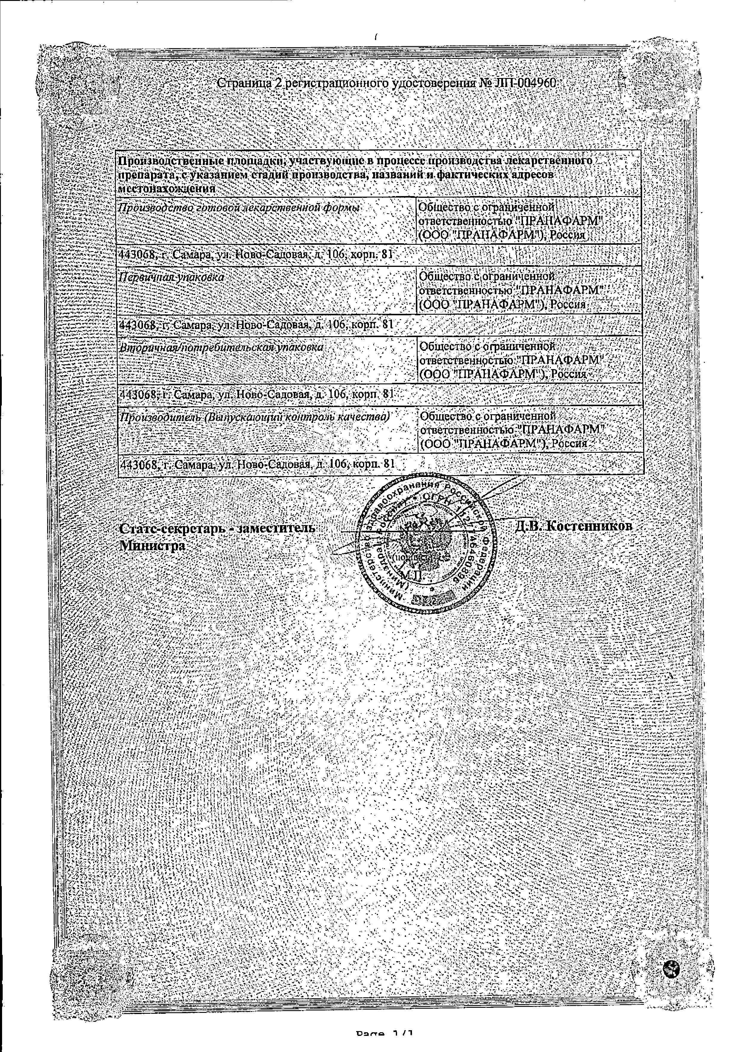 Сертификат Спиронолактон Сертификат Спиронолактон