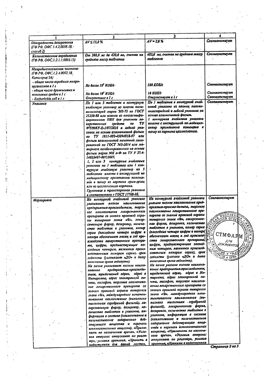 Сертификат на Альбендацид, таблетки в плёночной оболочке 400 мг, 1 шт.
